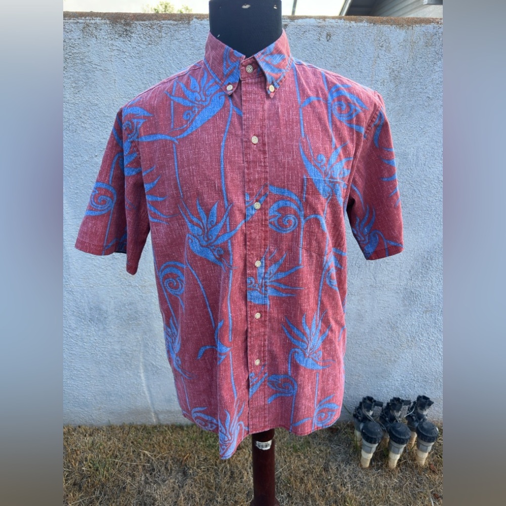 PreOwned Reyn Spooner Alfred Shaheen Red /Blue Hawaiian Print Men's Medium